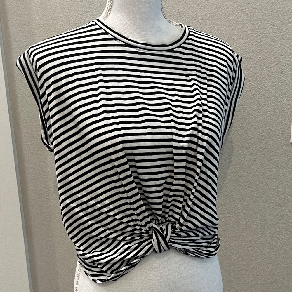 Black and White Stripe Contemporary Top